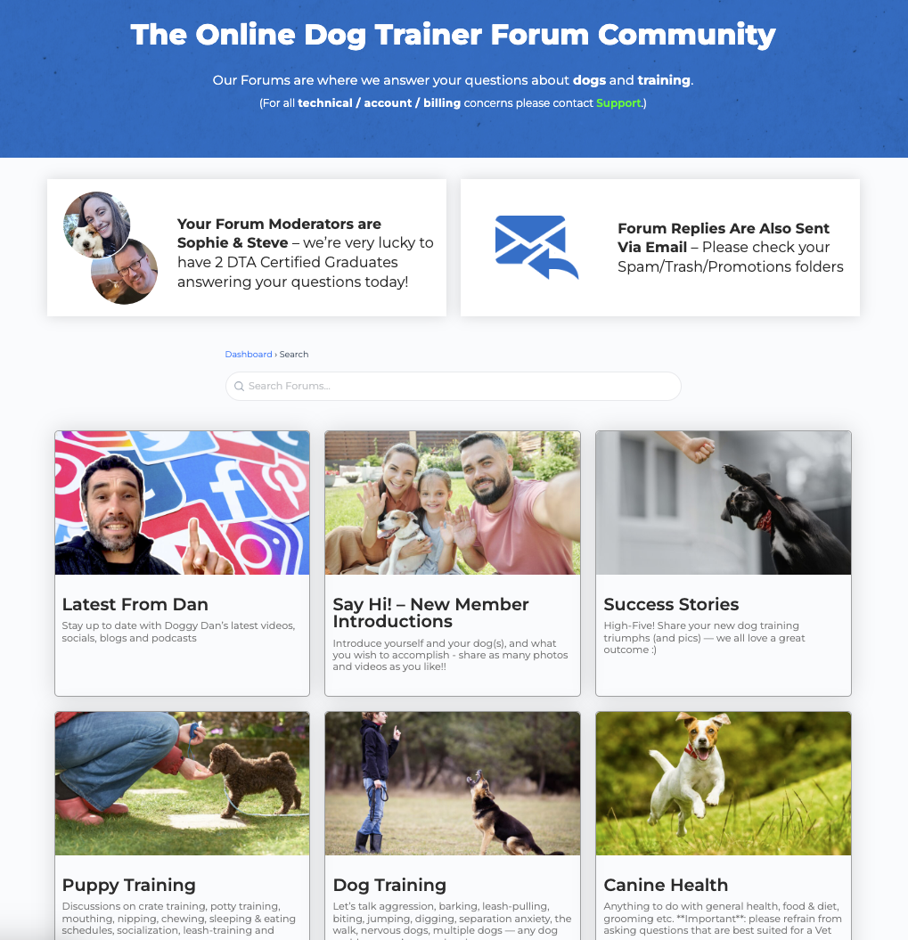 The Online Dog Trainer forums